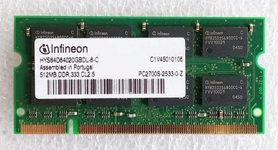 Infineon 512MB DDR SODIMM Memory RAM, 333MHz, PC2700S - Image 1 of 2
