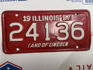 Vintage Original 1957 Illinois Motorrad Nummernschild Originallack - Bild 1 von 6