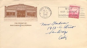 1943 Poststempel auf dem Werbeumschlag "Central Sheet Metal Works", San Diego, CA - Bild 1 von 2