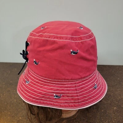 Gymboree Whale Watching Bucket Hat Kids Red 5-7 Years Navy Whales Embroidered - Image 1 of 4