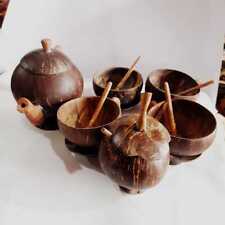 Coconut shell tea set Coconut shell designs Handicrafts