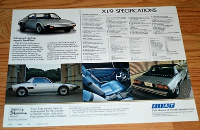 Fiat X 1980 1/9 primera mirada concesionario original hoja de especificaciones de prensa anuncio impreso 80 X1/9 X19 Foto 1 de 2