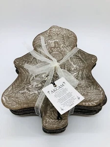 Elegante conjunto de platos de postre de vidrio árbol de Navidad Akcam tono dorado de 4,8" de largo - Imagen 1 de 12