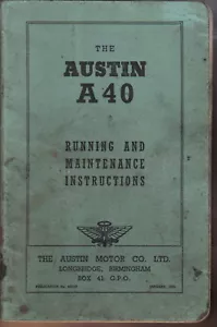 Austin A40 Devon original Handbook 1950 Pub. No. 407G - Picture 1 of 1