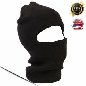 Winter 1 One Hole Ski Face Mask Tactical Warm Balaclava Hood Beanie Hat Black - Picture 1 of 5
