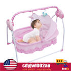 Pink Electric Baby Crib Cradle Auto-Swing Baby Newborn Bed Sleep Cradle + Mat
