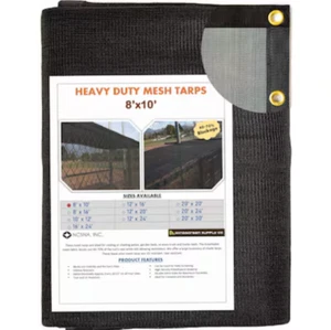 WindscreenSupplyCo 8'x10' Black Mesh Tarp W/Grommets 60-70% of sun rays blocked - Picture 1 of 7