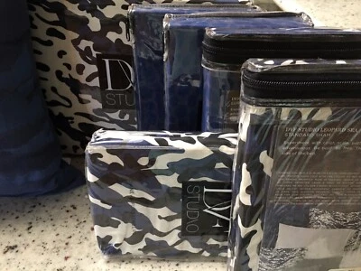 DIANE von FURSTENBERG DVF STUDIO 7 шт. CAL-KING ПУХОВОЕ ОДЕЯЛО ЛЕОПАРД МОРЕ BL/BLK/WHT новый в упаковке  - Изображение 1 из 4