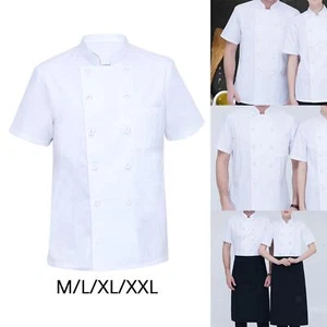 Unisex Chef Clothes Mesh Design Breathable Short Sleeve Uniform Universal Work - Picture 1 of 13