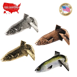 Pewter Coho Salmon Fish Leaping Lapel Pin or Refrigerator Magnet, F048 - Picture 1 of 9