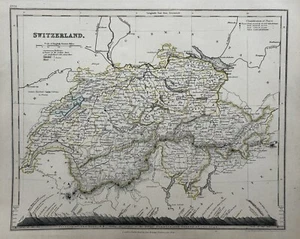 1850 Switzerland Hand Coloured Antique Map By John Dower Showing Mountains - Picture 1 of 3