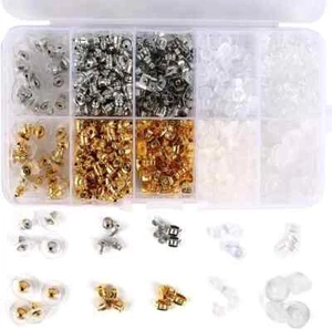 1040 Stck. Ohrring Rückseiten, 10 Stile Ohrring Backings Kit, Metall Kunststoff Gummi - Bild 1 von 6