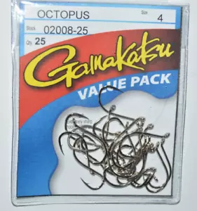 gamakatsu octopus hook size 4 nickel 25 per pack # 02008-25 value pack hooks - Picture 1 of 2