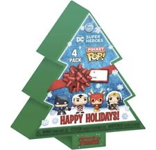 Funko Pocket Pop 4 Pack DC Christmas Tree Walmart Exc. Batman Superman Flash