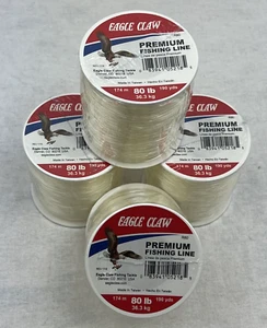 4 sSpools Premium Eagle Claw Fishing Line 80 Pound Test 190 yds each spool - Picture 1 of 5