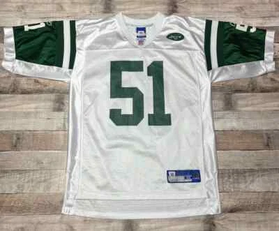 Jonathan Vilma Jersey Men's Medium White Reebok New York Jets NFL Football - Image 1 of 4