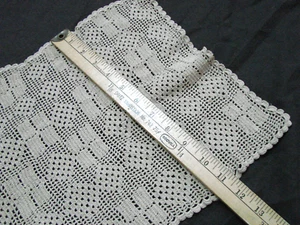 Vintage LACE Table Scarf RUNNER  Doily Doilies Beige 11x65 in Geometric crochet - Picture 1 of 3