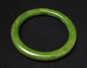 GENUINO BRAZALETE BAQUELITA VERDE Y AMARILLO MARMOLEADO ART DECO VINTAGE - Imagen 1 de 8