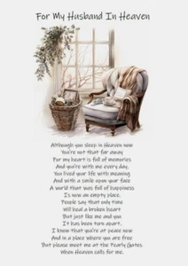 NEW For My Husband In Heaven A5 CARD Sentimental Sympathy In Loving Memory - Picture 1 of 3