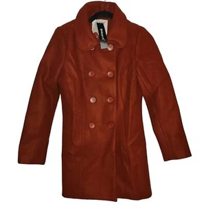Allegra K NWT Women's Peter Pan Collar Double Breasted Trench Pea Coat Size XS - Picture 1 of 15