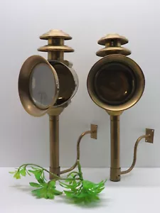 SET vintage di DUE LAMPADE MARITTIME OTTONE METALLO NAVE NAUTICA OCEANO LUCI LANTERNE - Foto 1 di 4