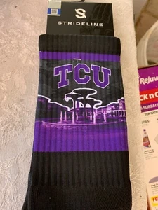 Strideline Men’s NCCA Socks - TCU- Horned Frogs Black New  - Picture 1 of 3
