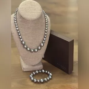 Collana Silpada Atmosferica Sterling Elettroformata Grande Perla K116 + Bracciale - Foto 1 di 5