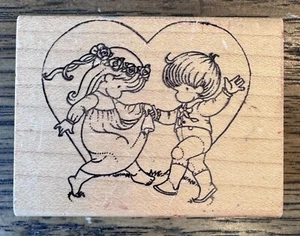 Joan Walsh Anglund Rubber Wood Stamp Kidstamps Valentine Friends Vintage 1996 - Picture 1 of 8