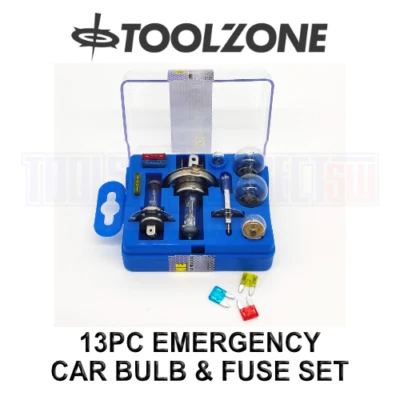 Toolzone 13 Piece Emergency Bulb & Fuse Set Spares H1 H4 H47 Cars, Vans, Trucks - Image 1 of 3