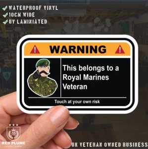 Royal Marines Veteran Warning Funny Vinyl Sticker (100mm wide) - Picture 1 of 5