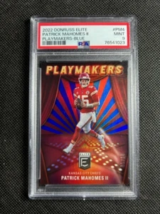 2022 Donruss Elite Patrick Mahomes Playmakers Blue /10 PSA 9 Pop 2 None Higher - Picture 1 of 3