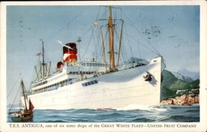 T.E.S. Antigua Great White Fleet United Fruit Ship Vintage Postcard - Picture 1 of 2
