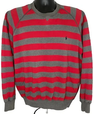SUDADERA POLO BY RALPH LAUREN RAYAS ROJAS Y GRISES TALLA MEDIANA Foto 1 de 4