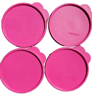 Tupperware Lot # 2541-A Vintage Round Pink 6 1/4" Replacement Lids Only Tup44 - Picture 1 of 4