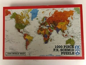 "Vintage" F. X. Schmid "World Map 1996" 1000 Piece Puzzle "USED" No. 90231 - Picture 1 of 6