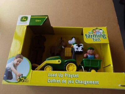 TOMY John Deere 1st Farming Fun Load-Up Playset Farmer Tractor Cows Fence NEW - Image 1 of 4
