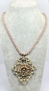 Lovely Necklace By Michal Negrin With Fabric Pendant And Pearl Bead.