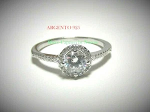 Anello SOLITARIO in ARGENTO 925 con zircone centrale tondo misura 17 / 54 - Foto 1 di 5