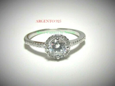 Anello SOLITARIO in ARGENTO 925 con zircone centrale tondo misura 17 / 54 - Immagine 1 di 4