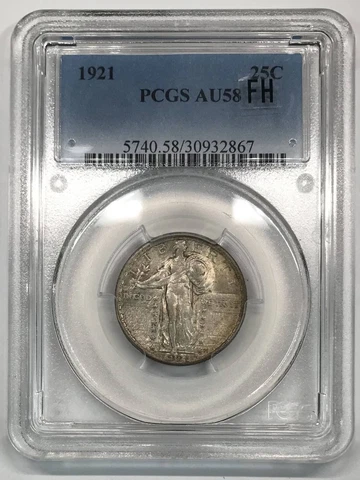 1921 P Standing Liberty Quarter PCGS AU-58 Cover