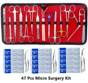 47-TEILIGES KLEINES MIKROCHIRURGIE- UND ERSTE-HILFE-SET CHIRURGISCHE INSTRUMENTE - Bild 1 von 3