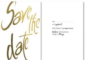 Einladung(5 Stück) – goldene Schrift - Save the Date - Karte im Format 10,5 x 15 - Bild 1 von 1