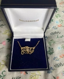 9ct Yellow Gold Entwined Heart Necklace Double Heart 18 Inch Chain N & A - Picture 1 of 10