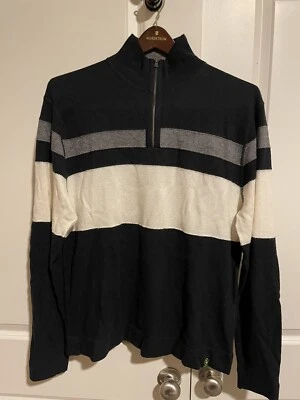 Aigle Mens Casual Pullover Black Grey White Sweater  1/4 Zip Size Extra Large XL - Image 1 of 4