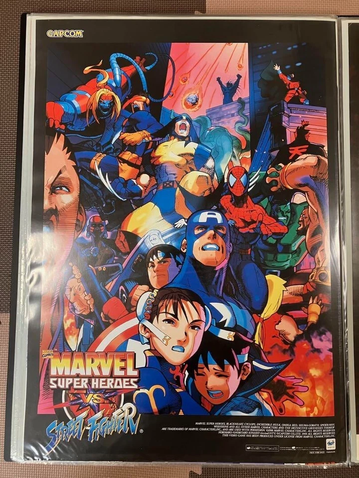 Marvel Super Heroes vs. Street Fighter Promo Poster B2  CAPCOM Japan - Image 1 of 1