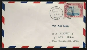 C11 AIR MAIL COVER LANSING MICHIGAN AUG 1928 (K481) - Picture 1 of 1