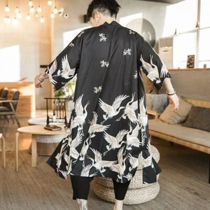 Hombres Japonés Kimono Cárdigan Hombres Samurai Disfraz Ropa Kimono Chaqueta - Imagen 1 de 31