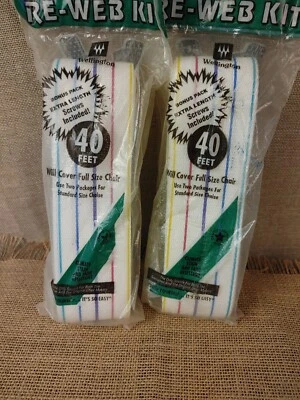 2 WELLINGTON Webbing Lawn Chair Re-Web Kit 40' each White W/Stripes NOS Foto 1 de 4