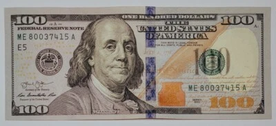 MB 80037415 A $100 Bill, 2013 Federal Reserve Bank, Richmond, Vir  Uncirculated - Image 1 of 2