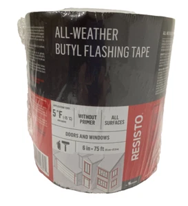 Resisto Butyl Flashing Tape 6" x 75' All Weather, White Super Adhesive, 1 Roll - Picture 1 of 6